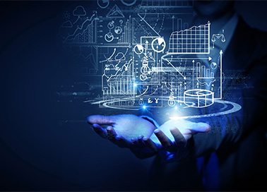 mains-hologramme Deux mains avec un hologramme